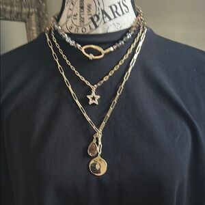 NWOT Gold and Hematite Beaded Layered Necklace by WHBM